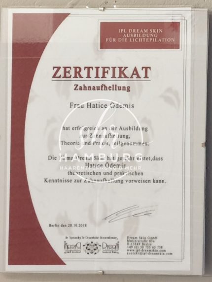 Hatice - Zertifikat - Zahnaufhellung