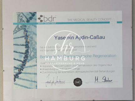 Yasemin - Zertifikat - Dermazeutische Regeneration - bdr